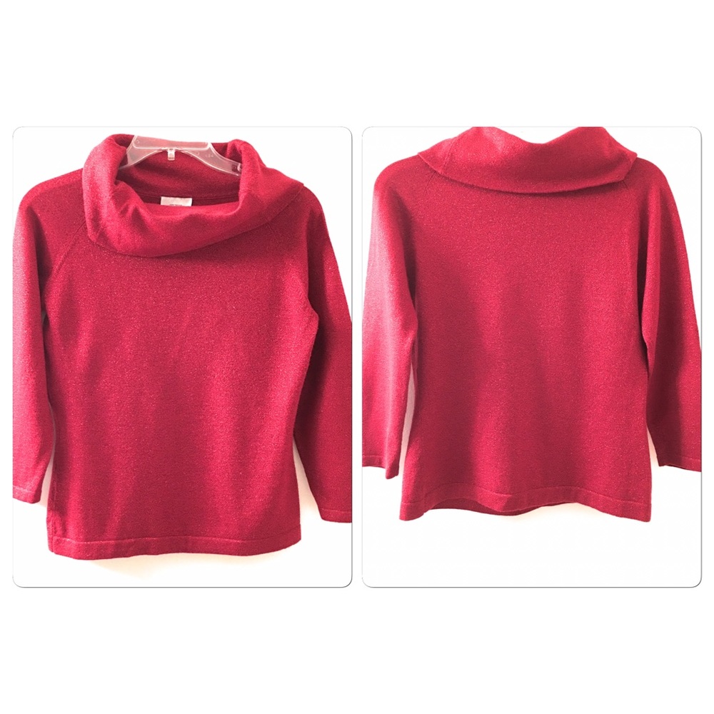 Ann Taylor Loft Sweater Red Cowl Neck Size Small